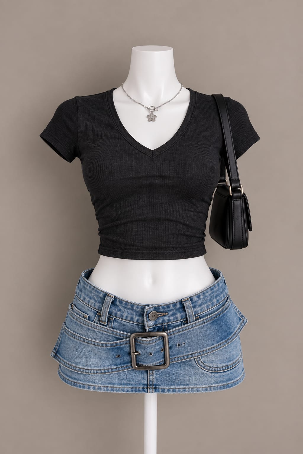 Black V-Neck Crop Top