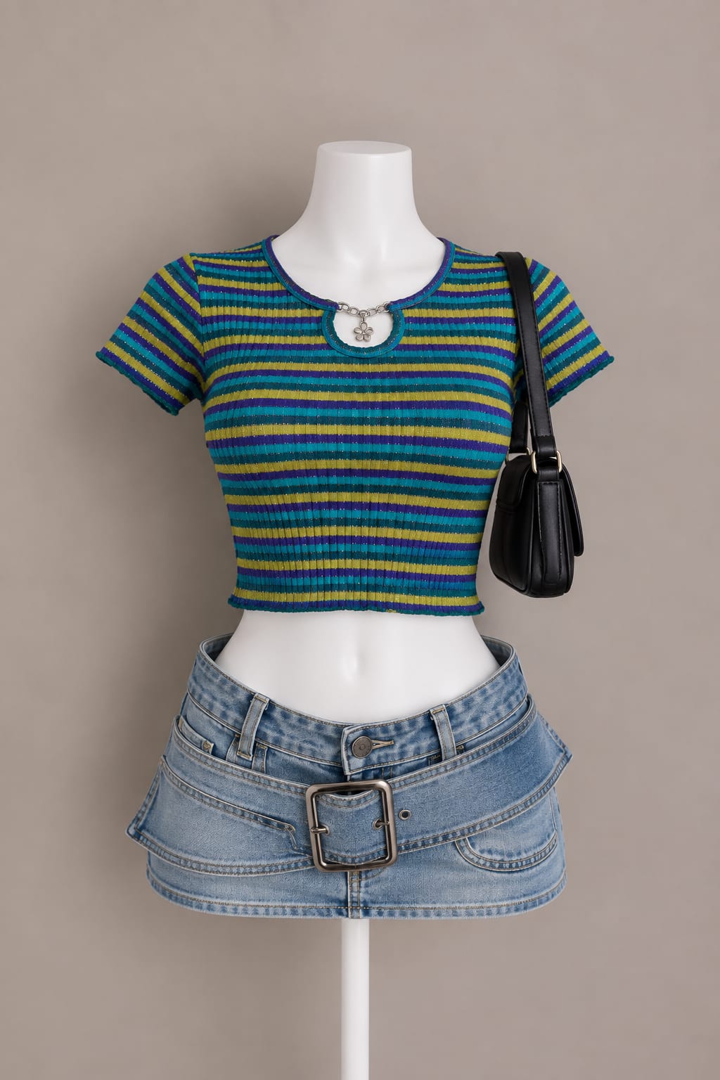 Multicolor Striped Crop Top