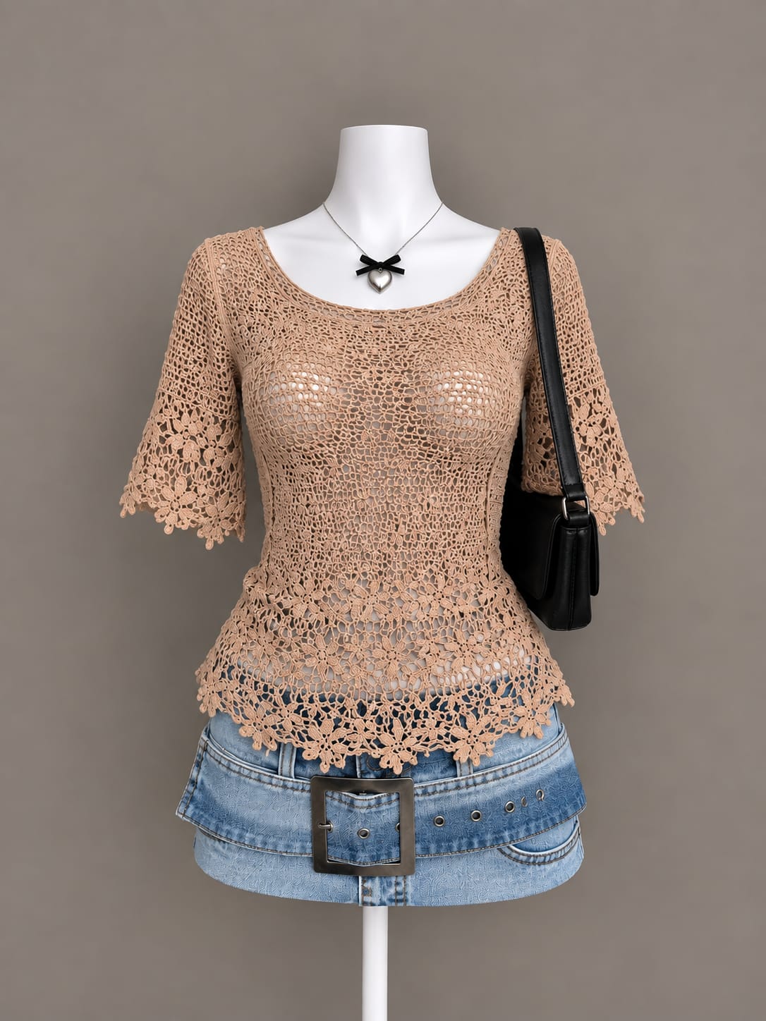 Beige Crochet Top