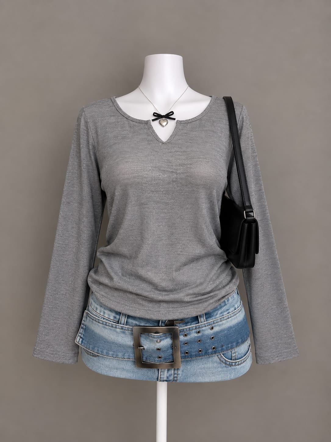 Gray Long Sleeve Top