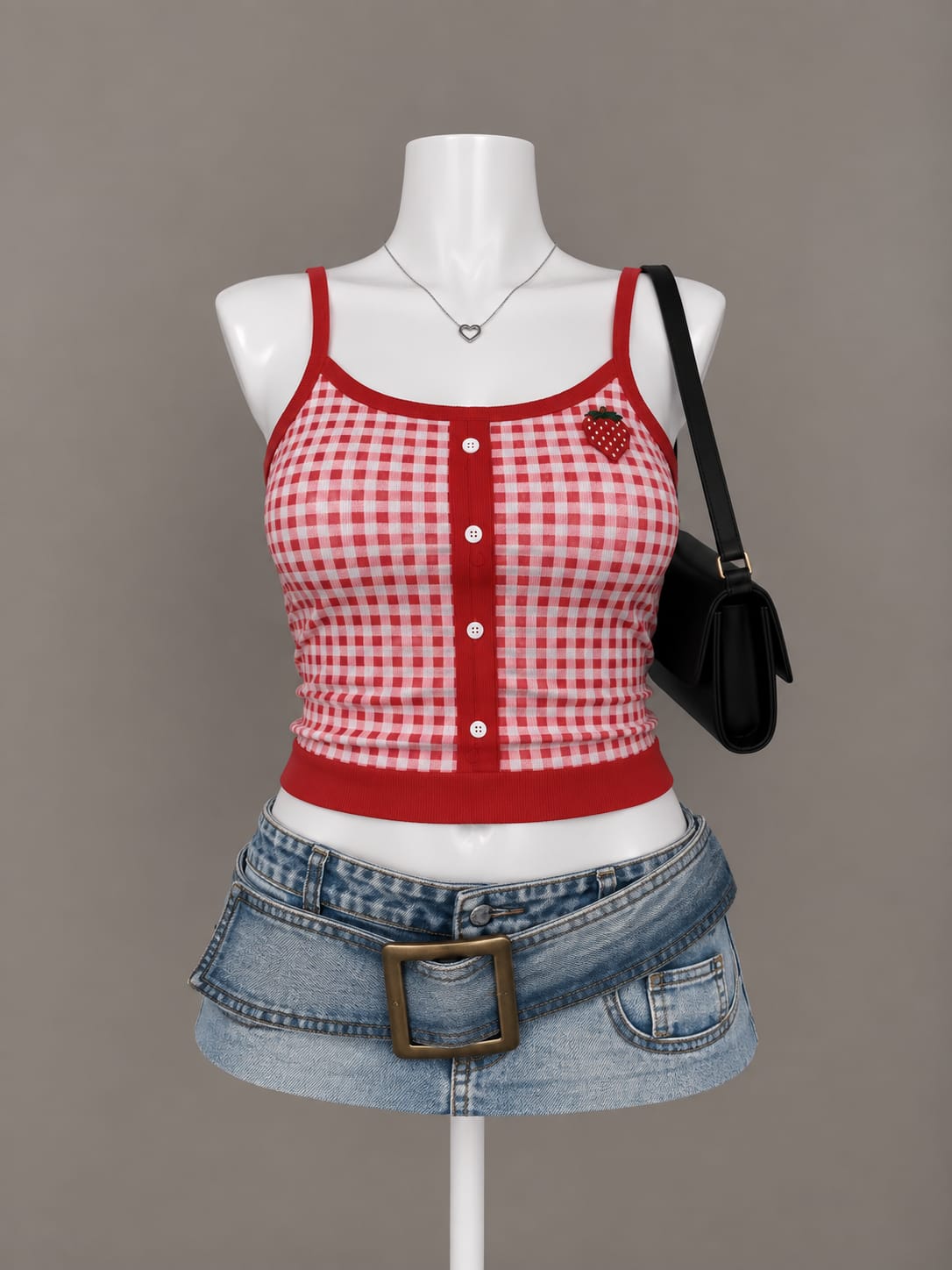 Red Gingham Crop Top