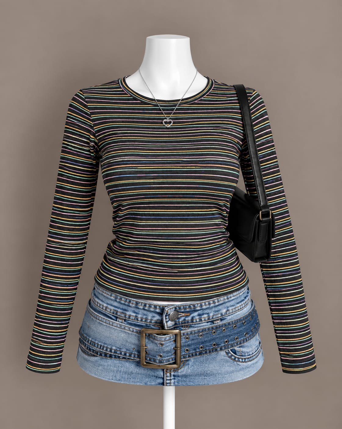 Black Striped Long Sleeve Top
