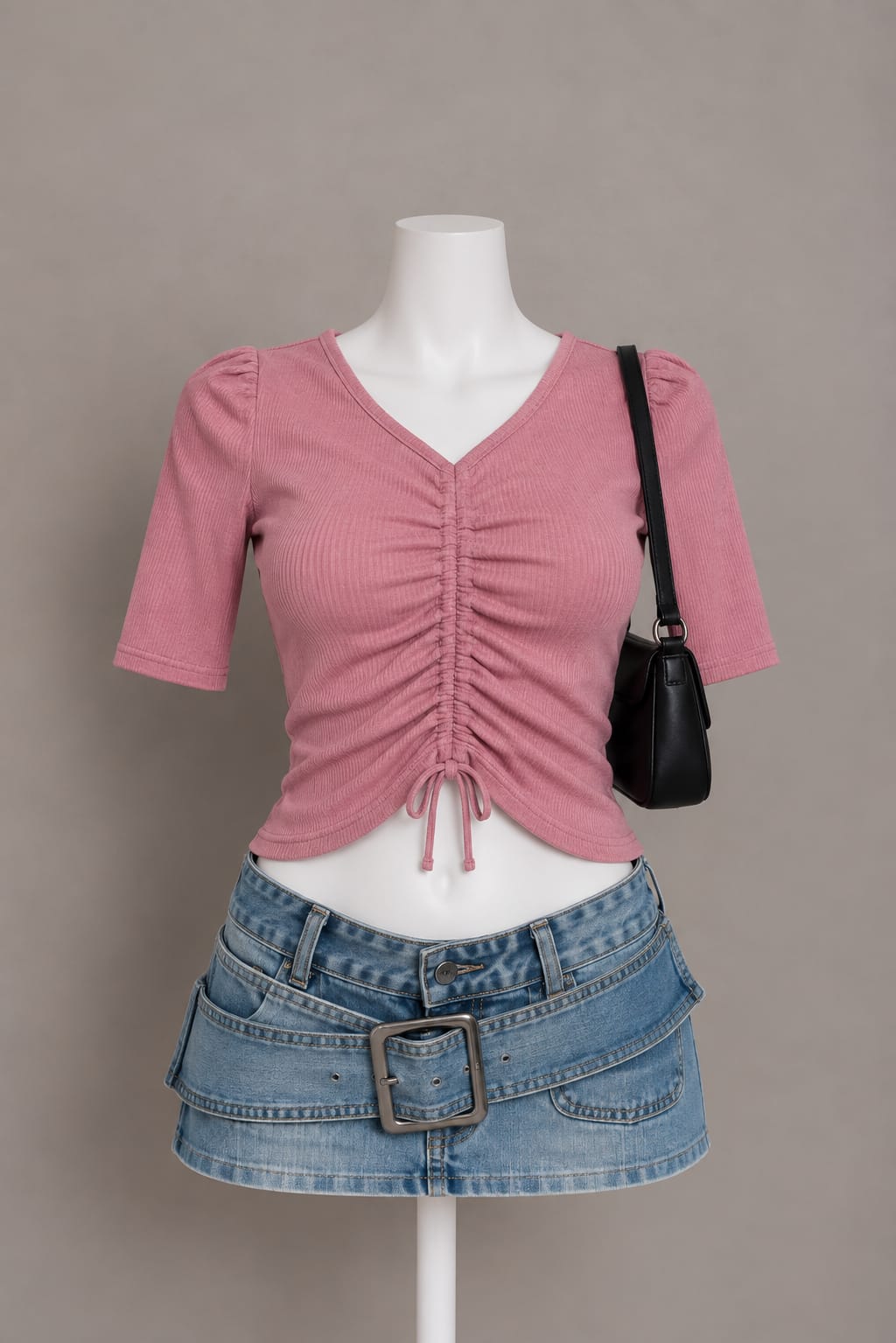 Pink Ruched Crop Top