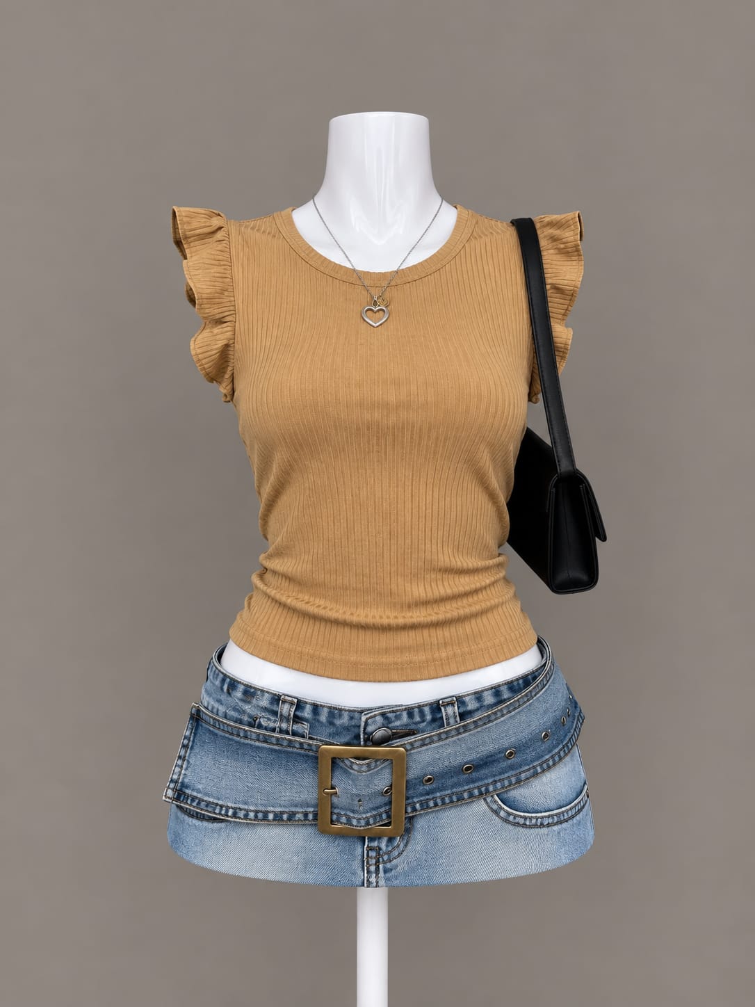 Tan Ruffle Top