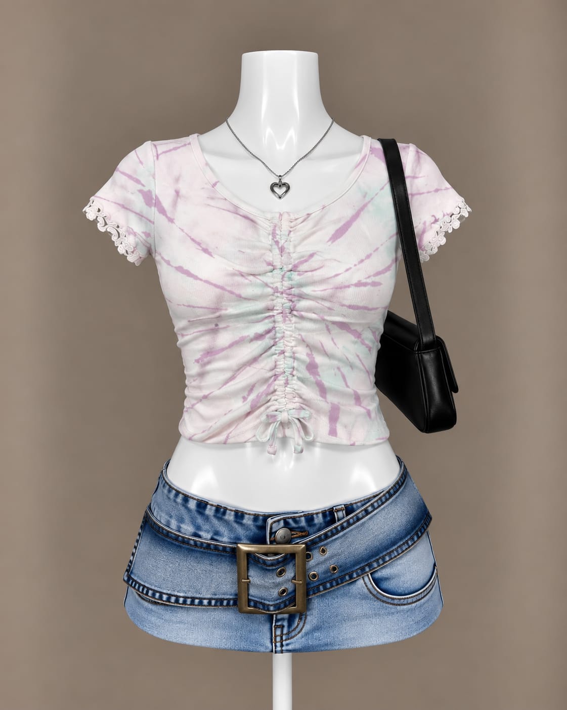 White Tie-Dye Crop Top