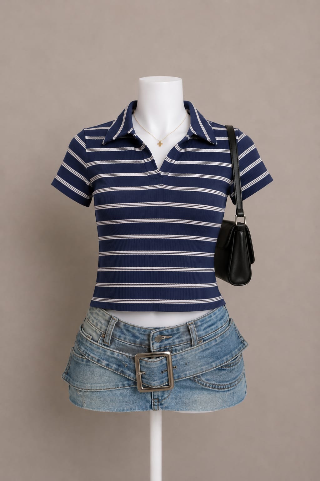 Navy Blue Polo Top