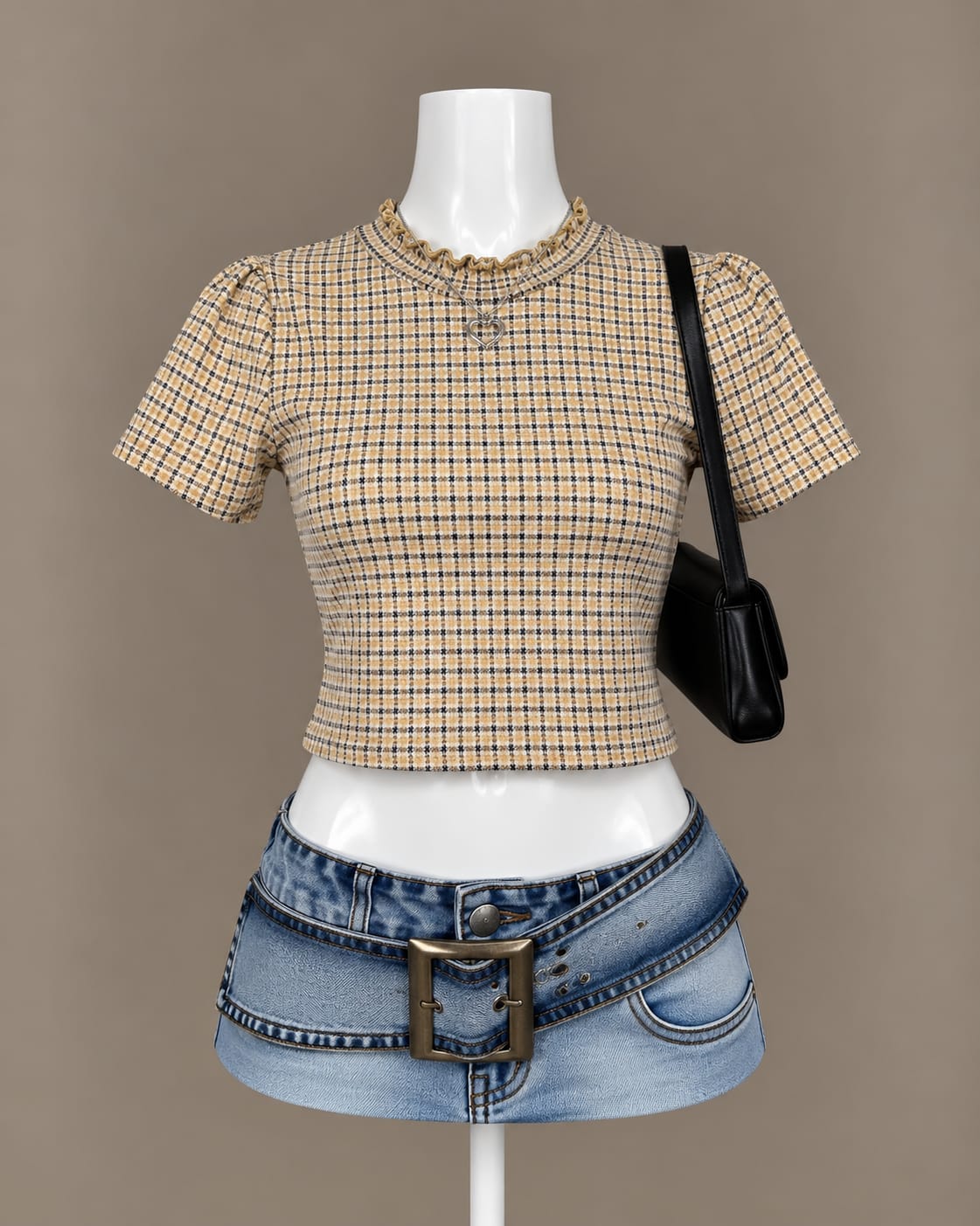 Mustard Plaid Crop Top