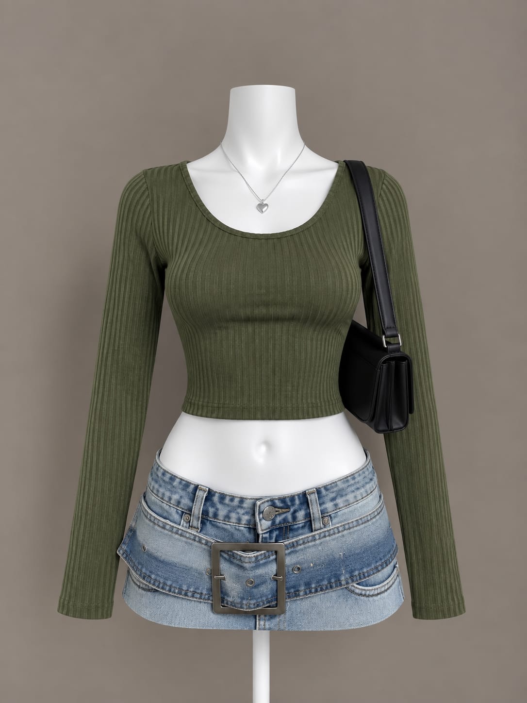 Olive Green Crop Top