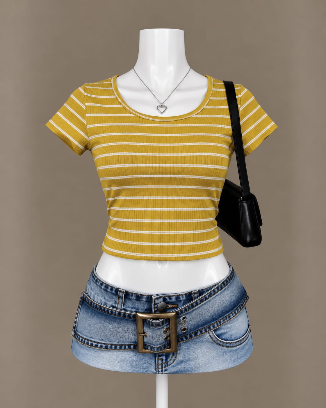 Mustard Striped Crop Top