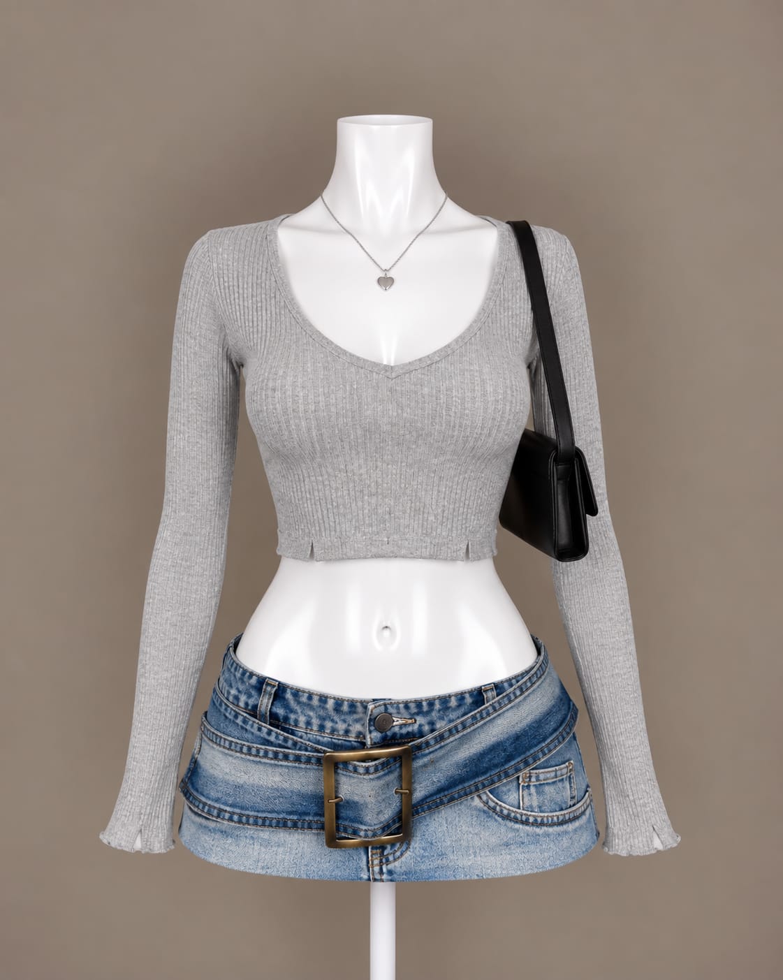 Gray Crop Top