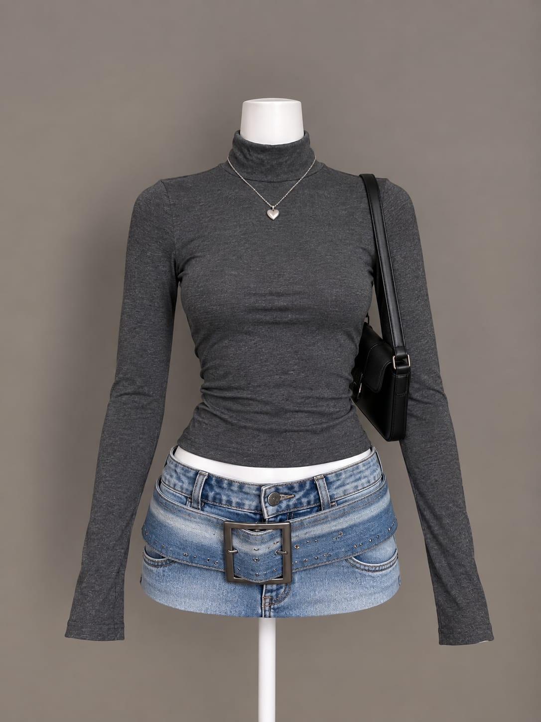 Charcoal Turtleneck Top