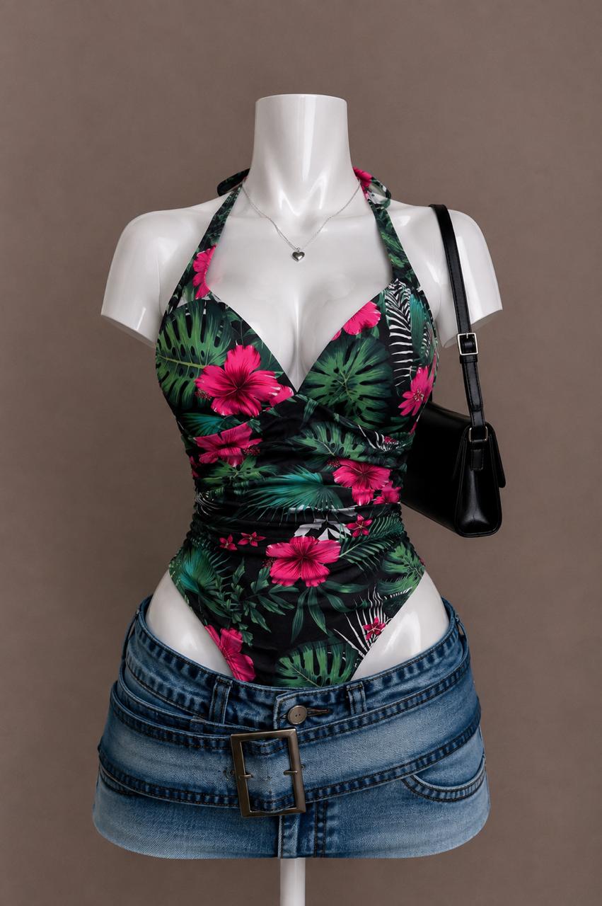 Black Floral Bodysuit