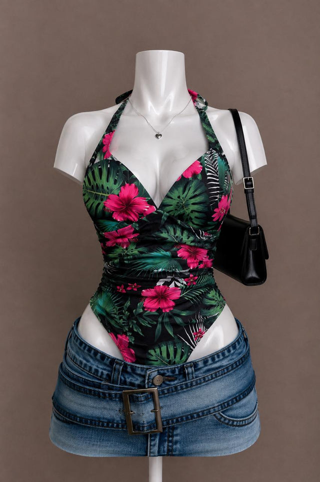 Black Floral Bodysuit
