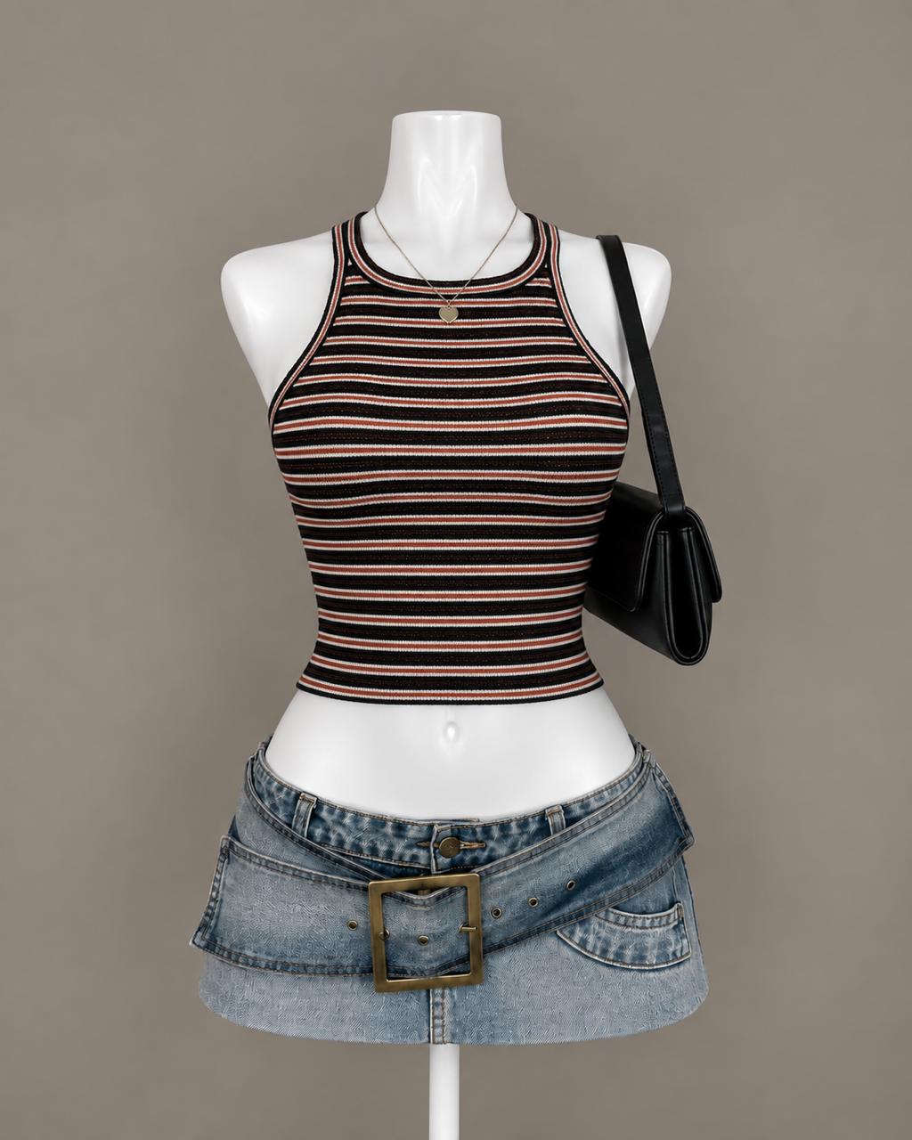 Black Striped Tank Top