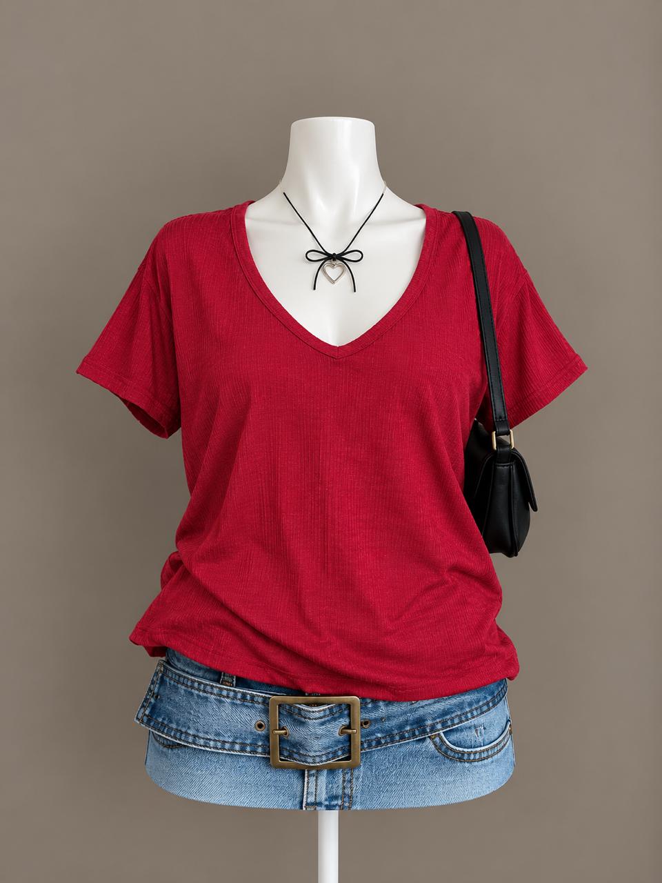 Red V-Neck T-Shirt