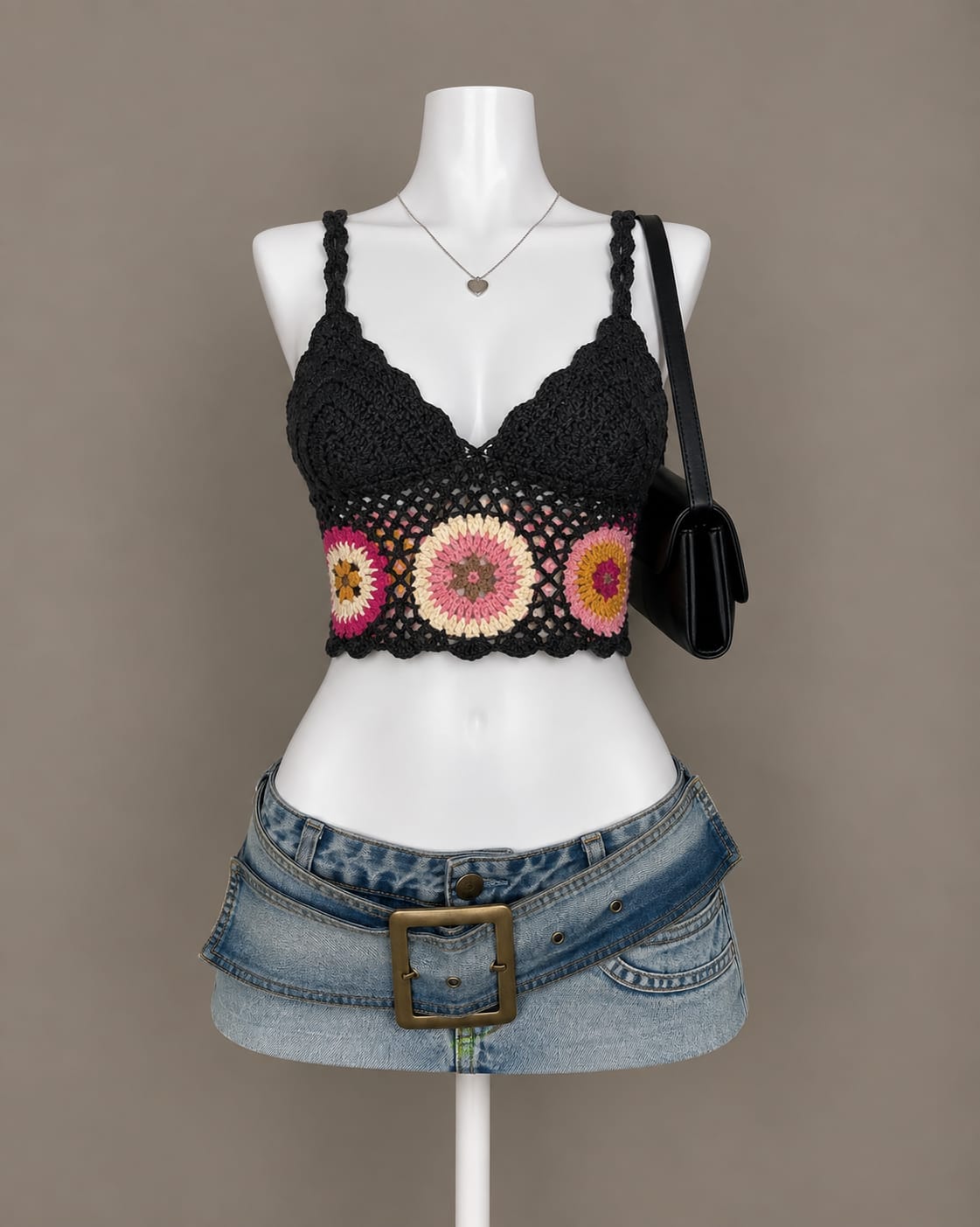 Black Crochet Crop Top