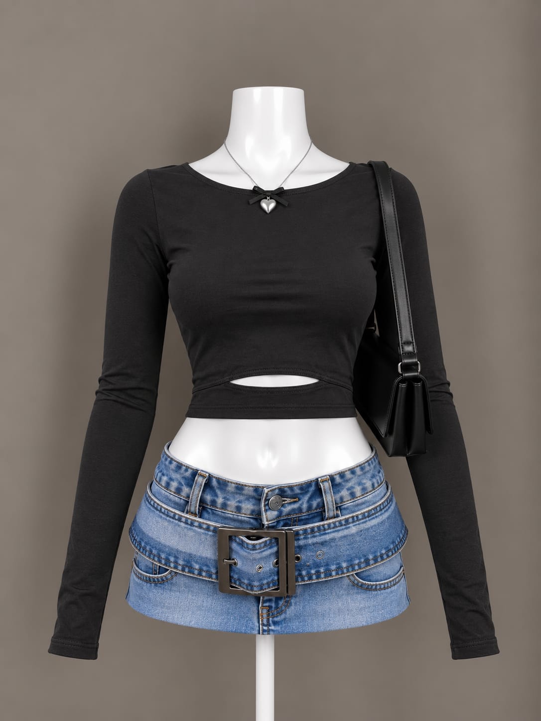 Black Cutout Crop Top