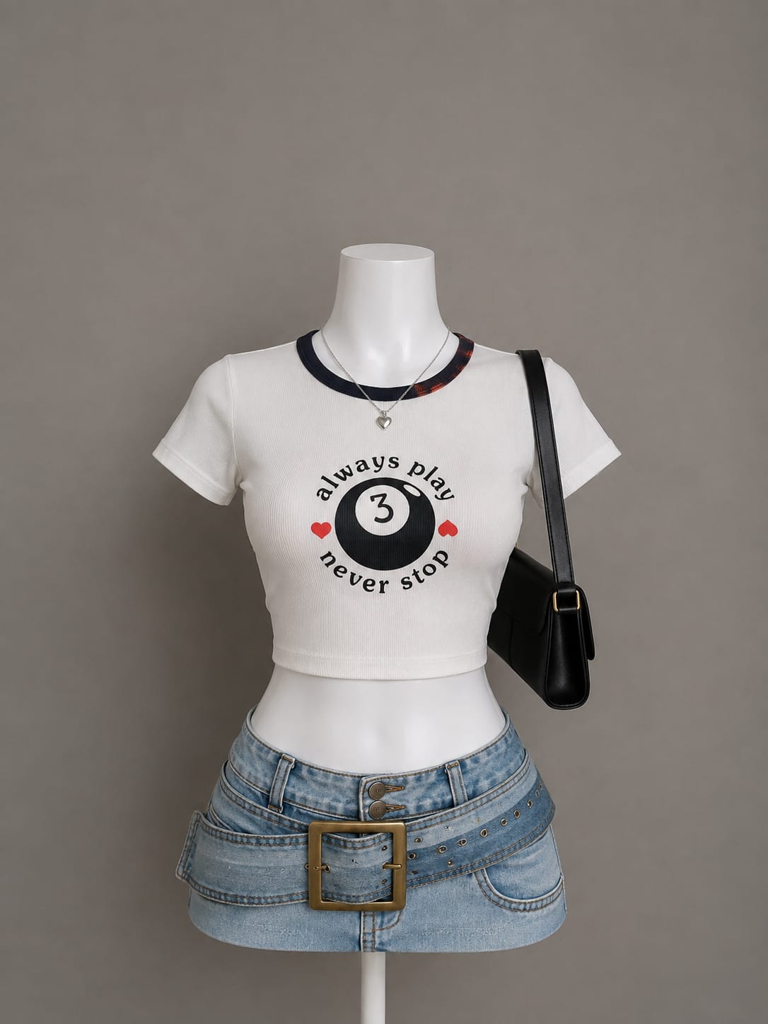White Graphic Crop Top