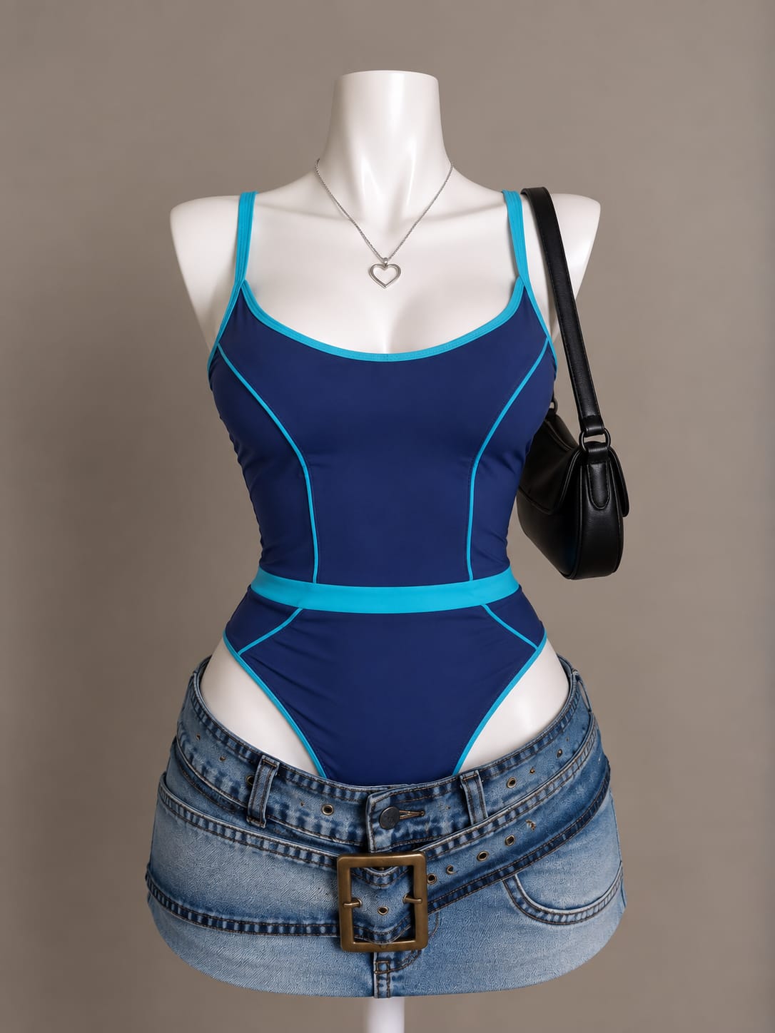 Navy Contrast Bodysuit