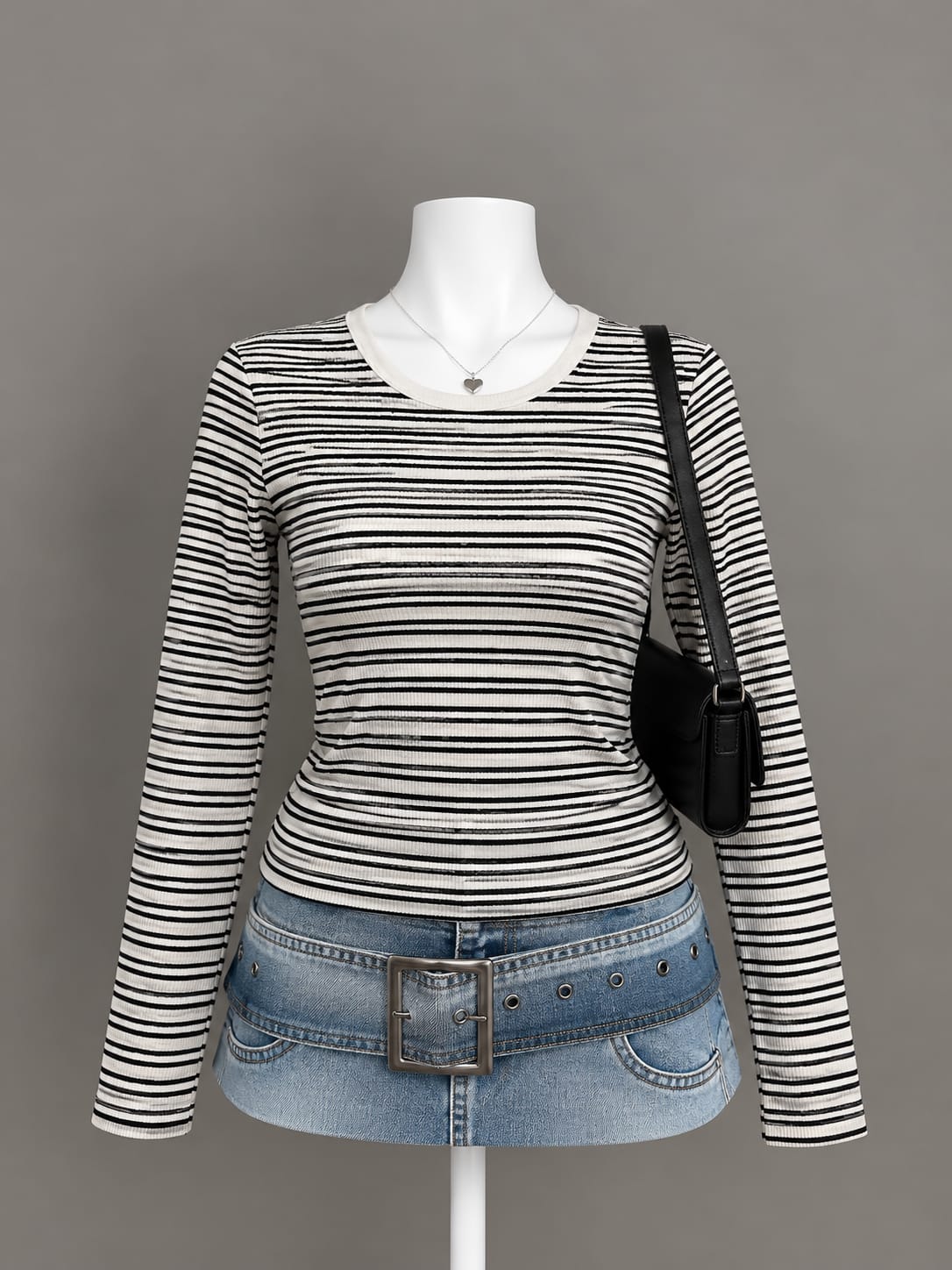 Black White Striped Top