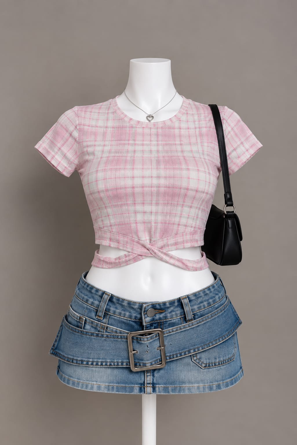 Pink Plaid Crop Top
