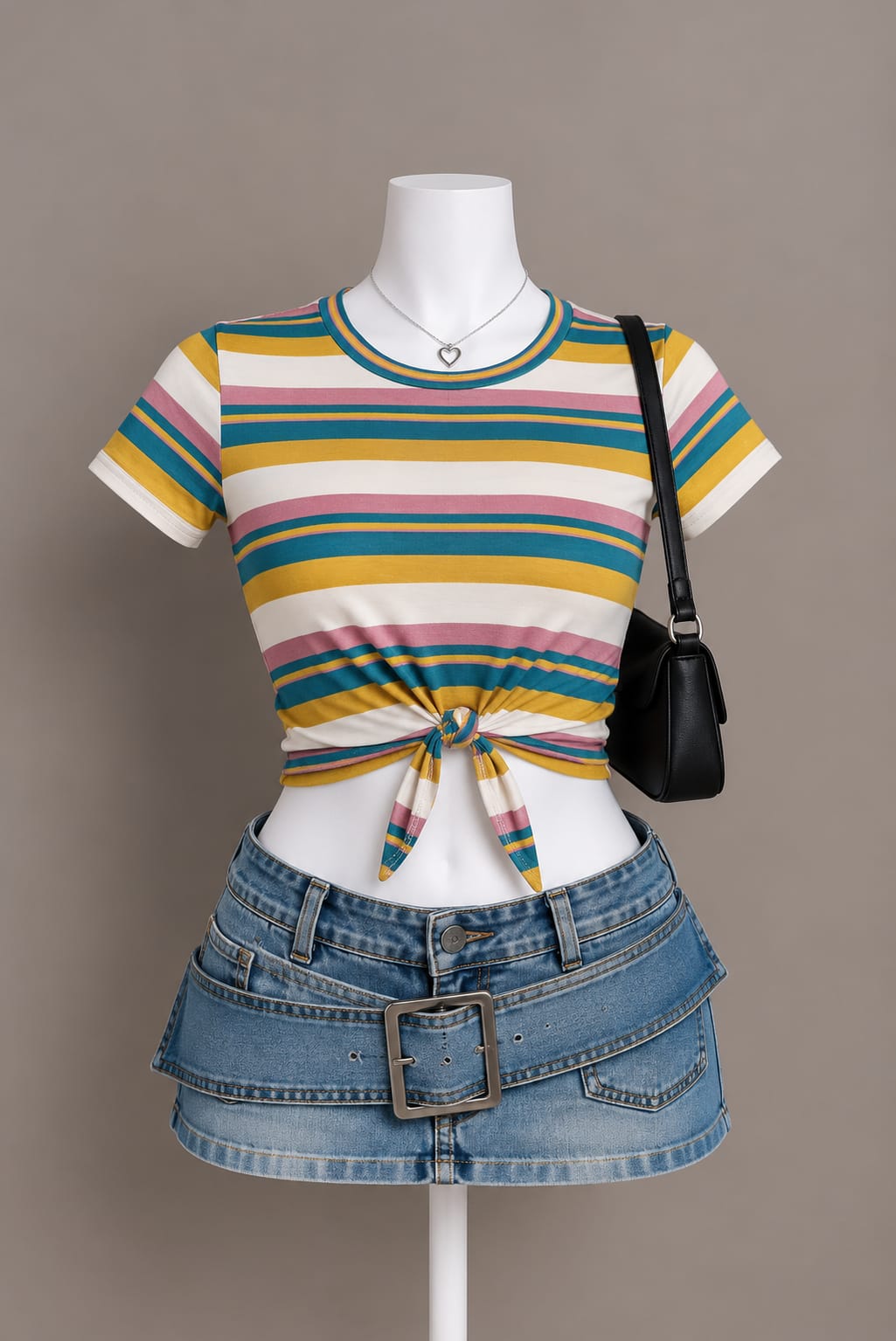 Multicolor Tie Front Top