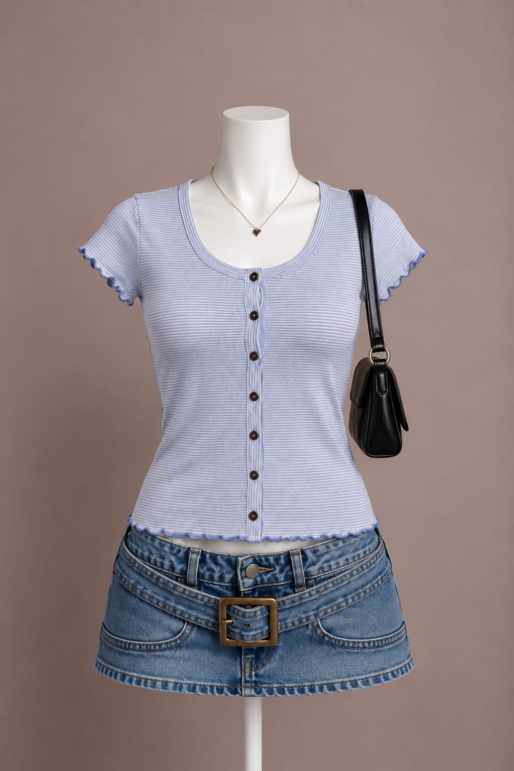 Light Blue Button Top