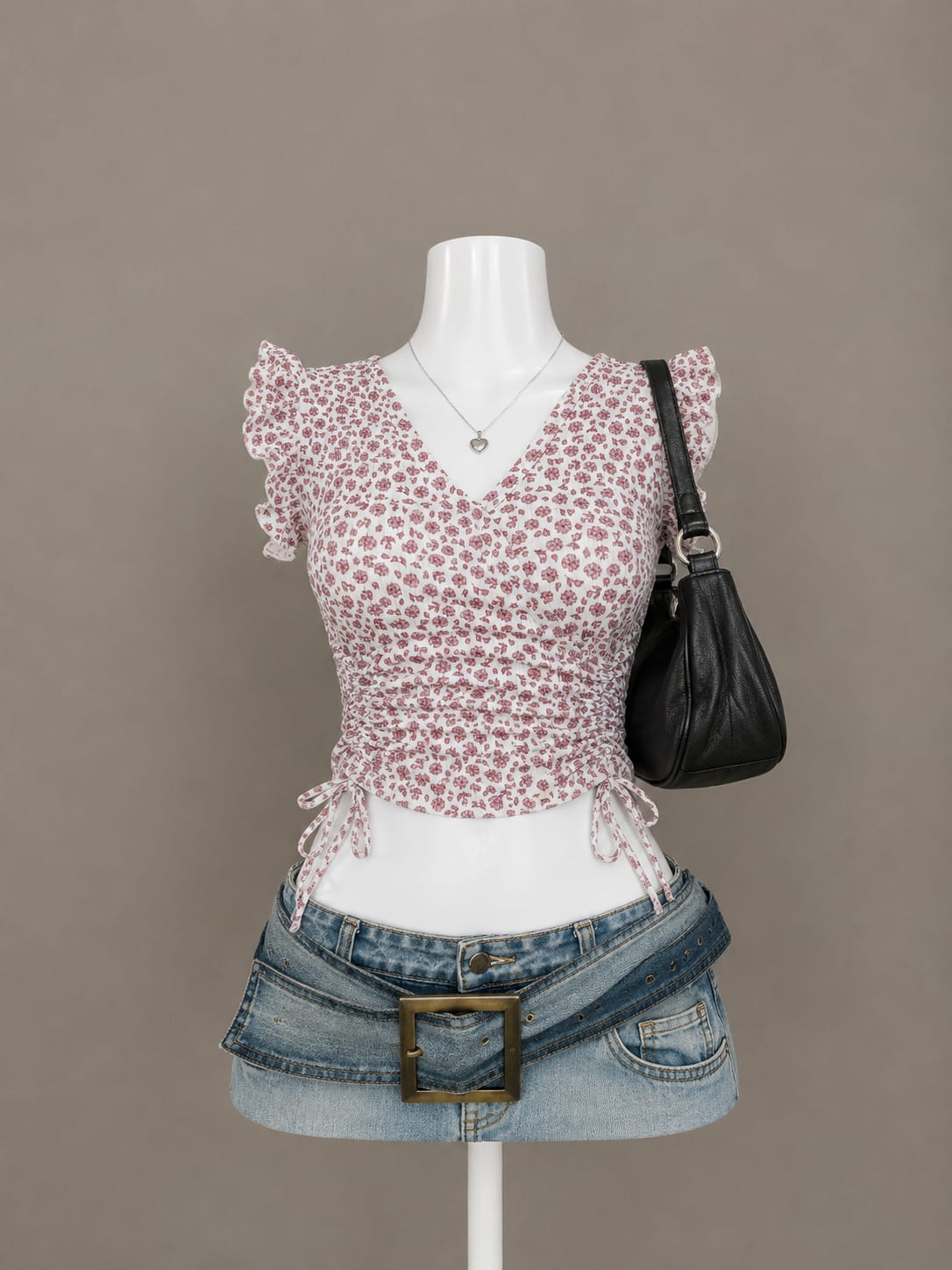 White Floral Crop Top