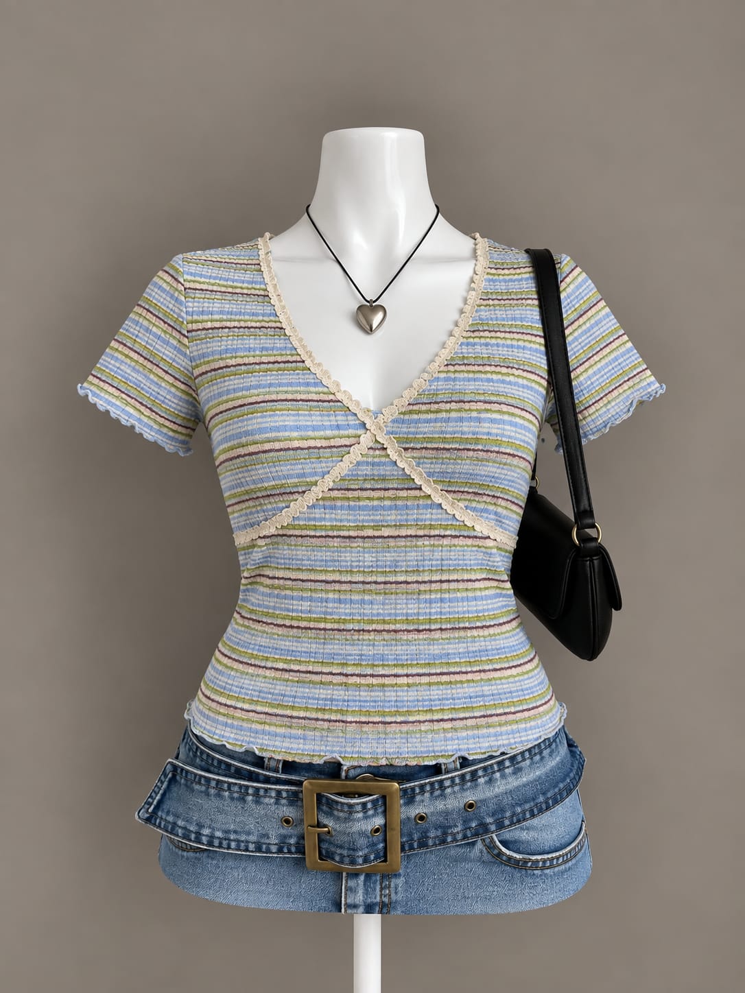 Pastel Striped Wrap Top