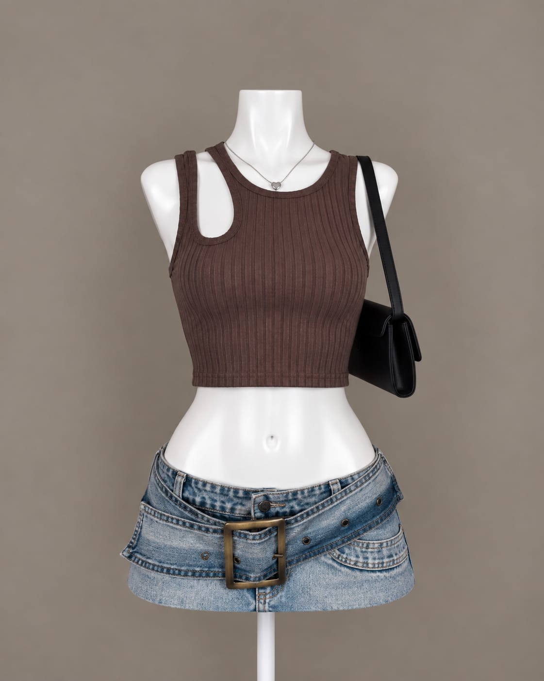 Brown Crop Tank Top