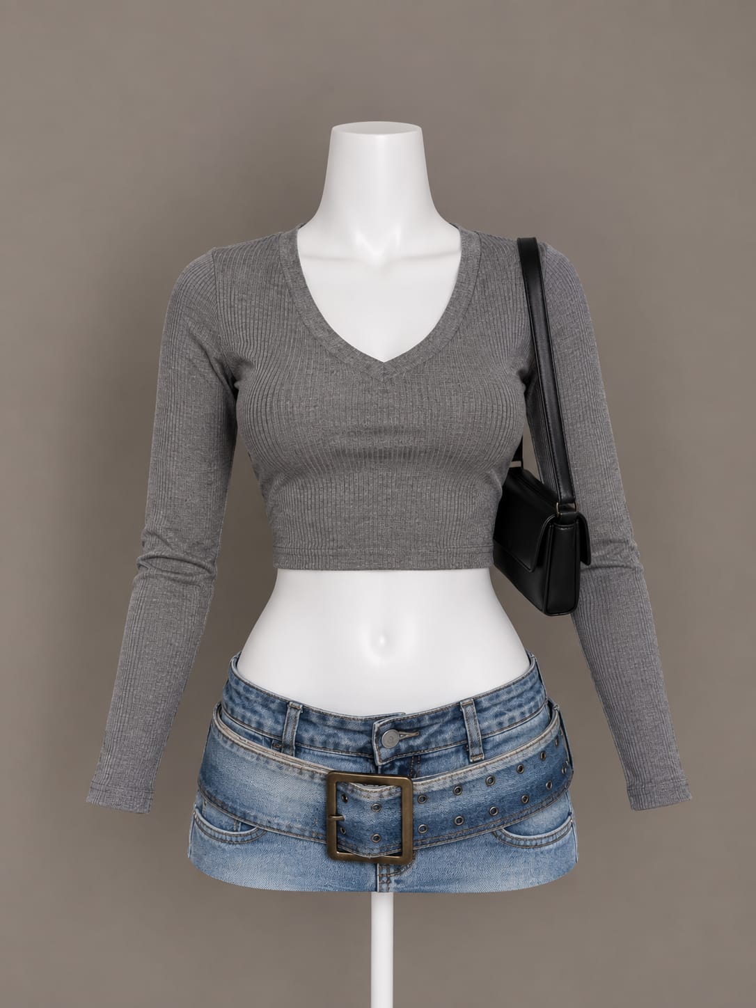Gray Crop Top