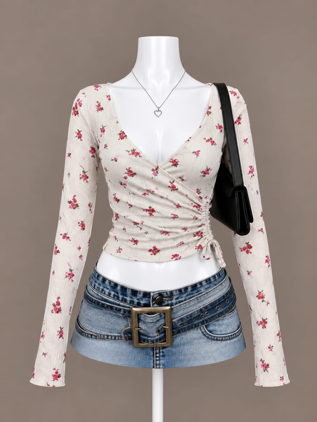 Ivory Floral Wrap Top