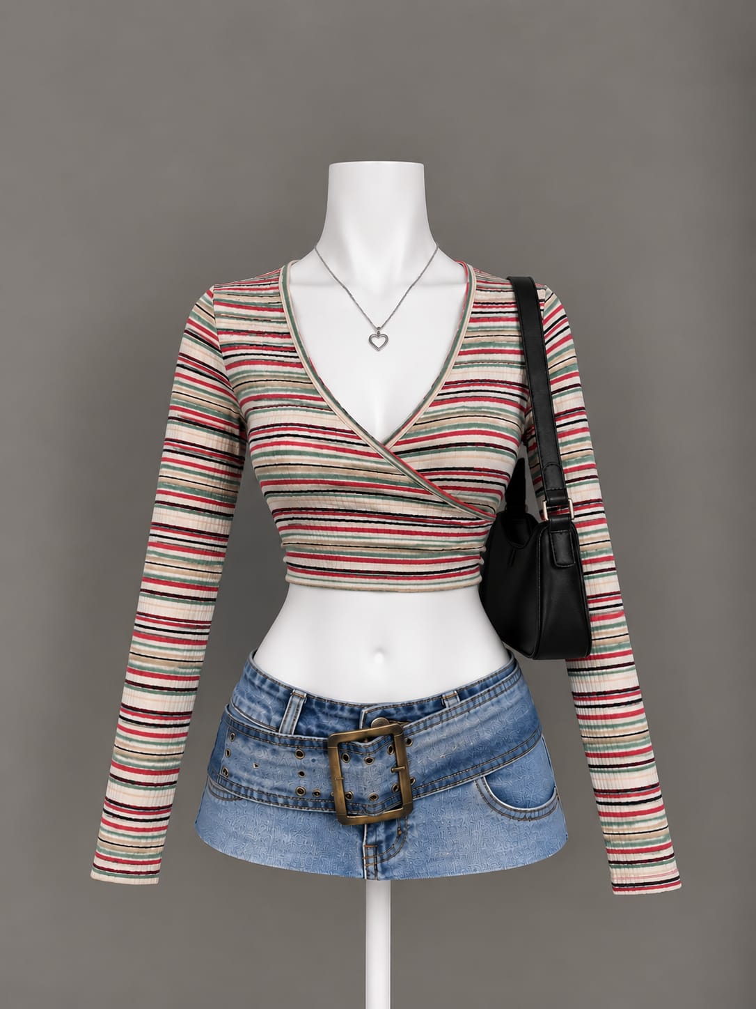 Multicolor Striped Crop Top