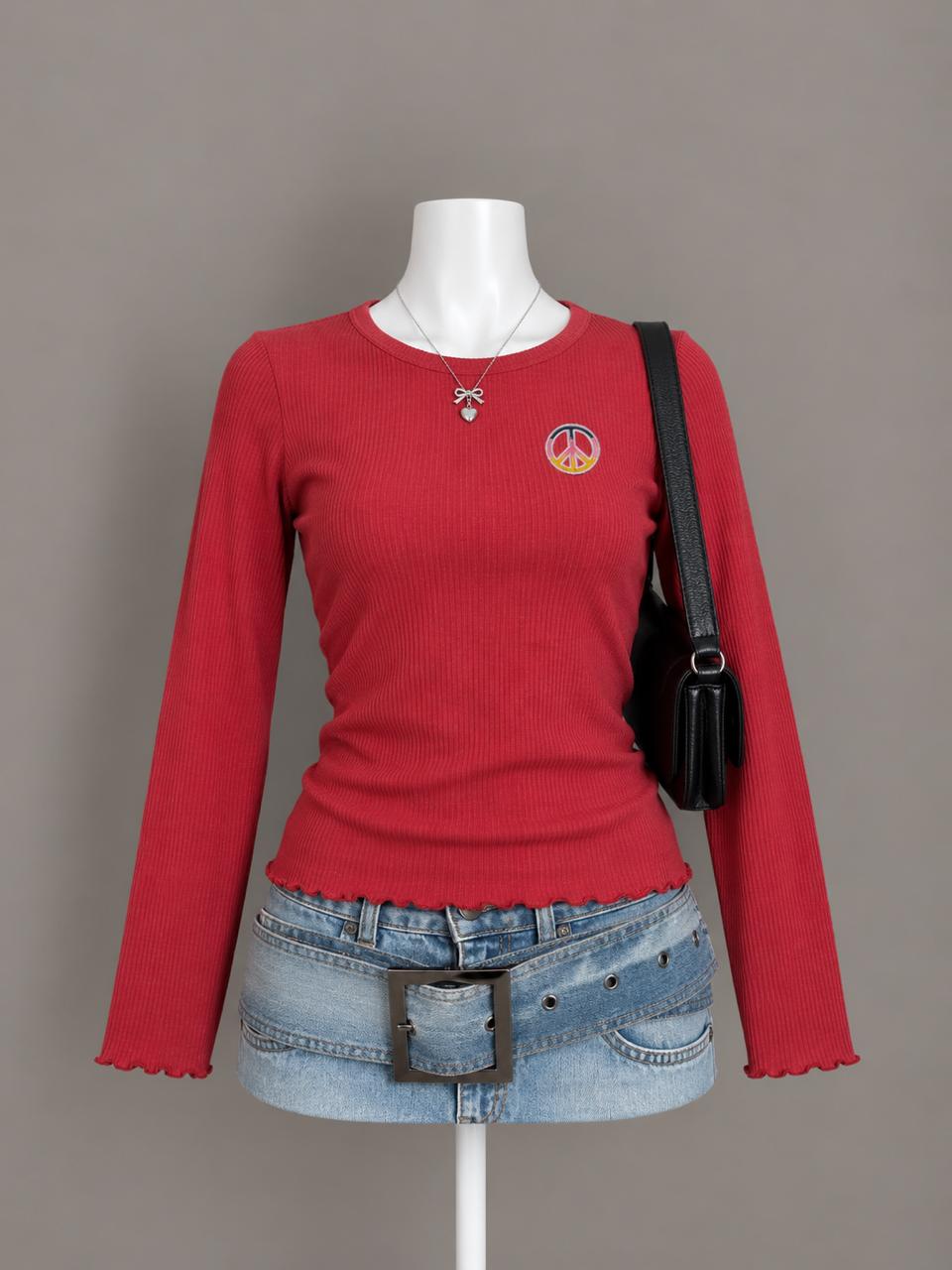 Red Long Sleeve Top