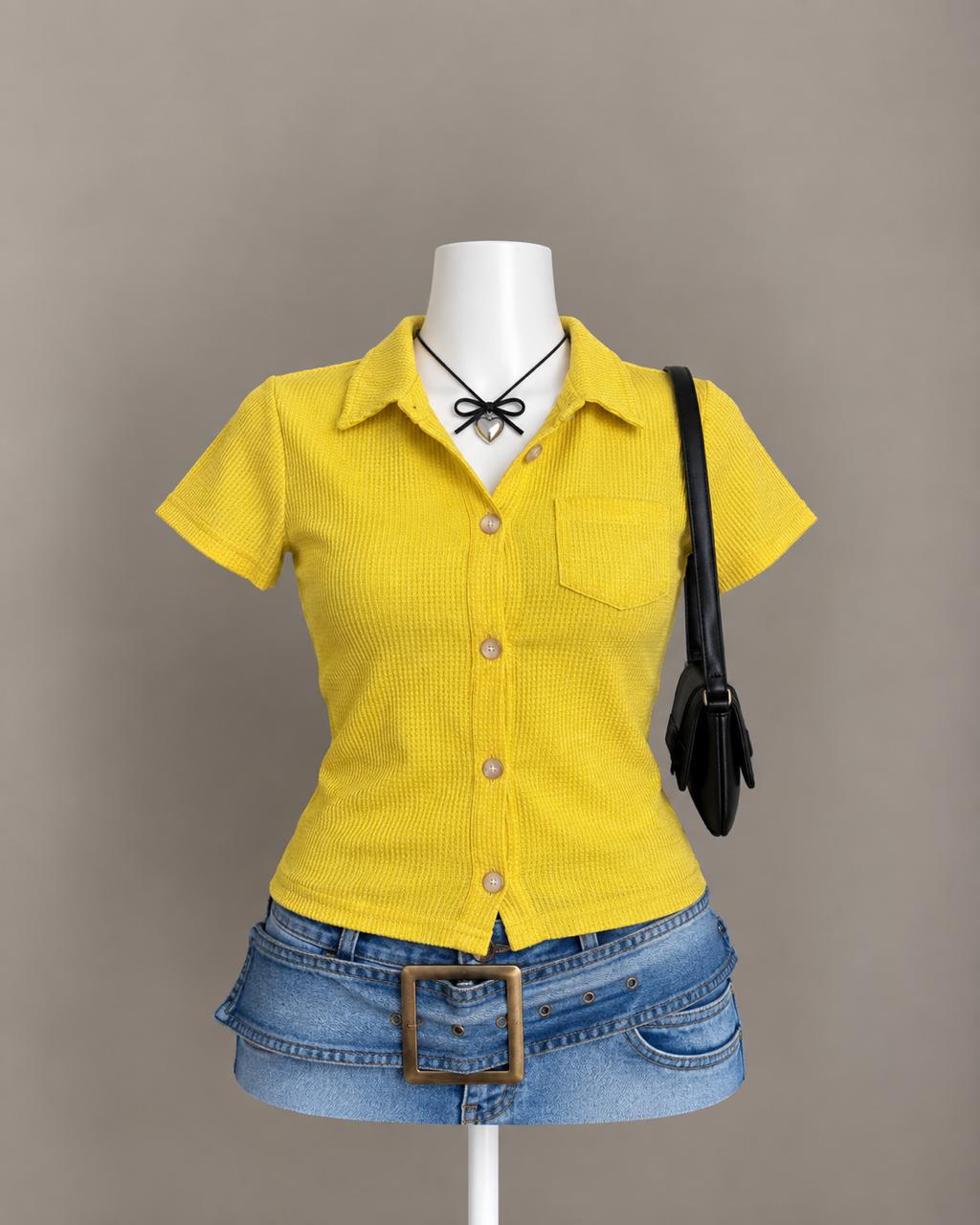 Yellow Button-Up Top
